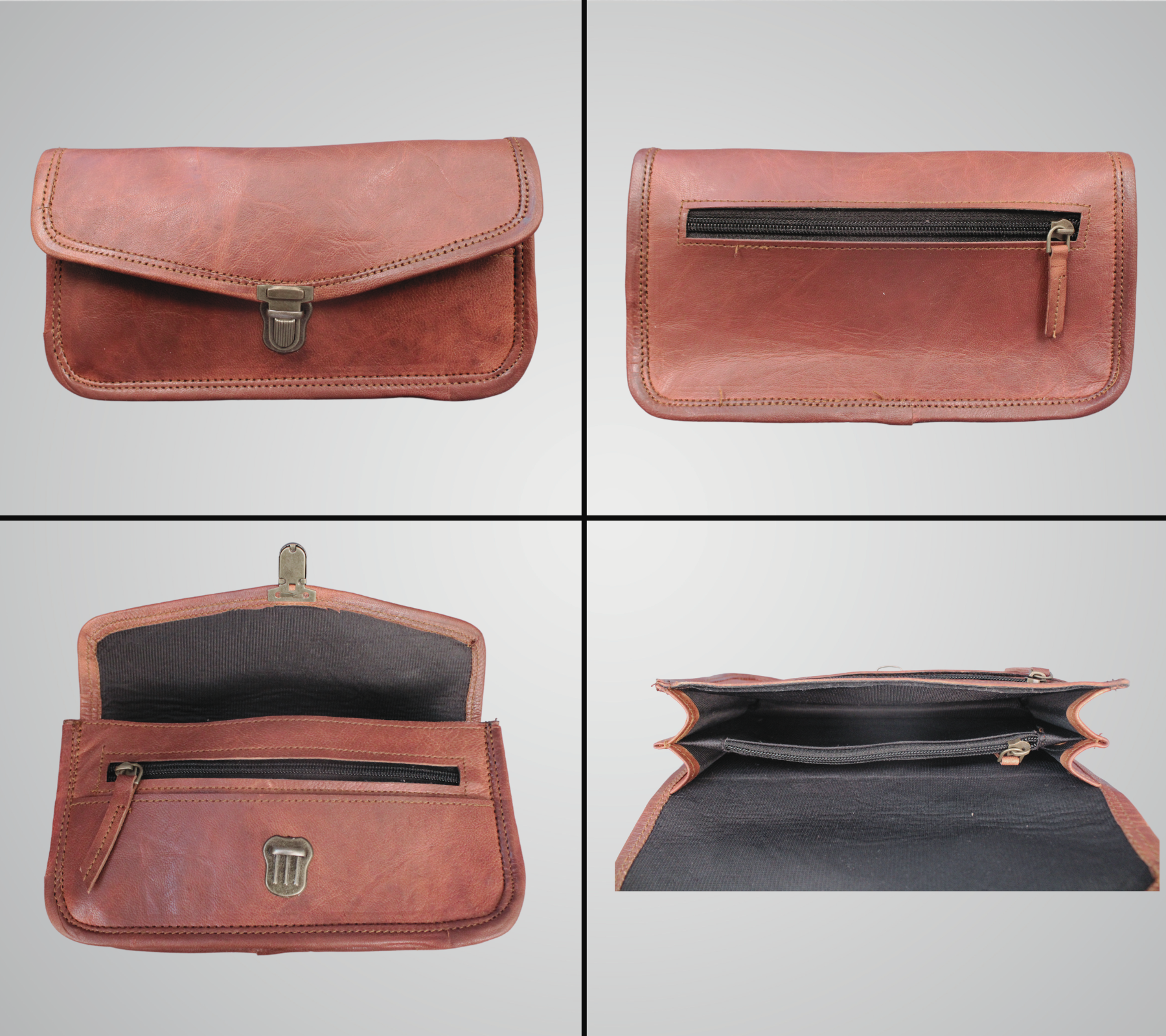 Women's Shoulder Tote Handbag With Wallet Brown Shoulder Office Handmade Bag